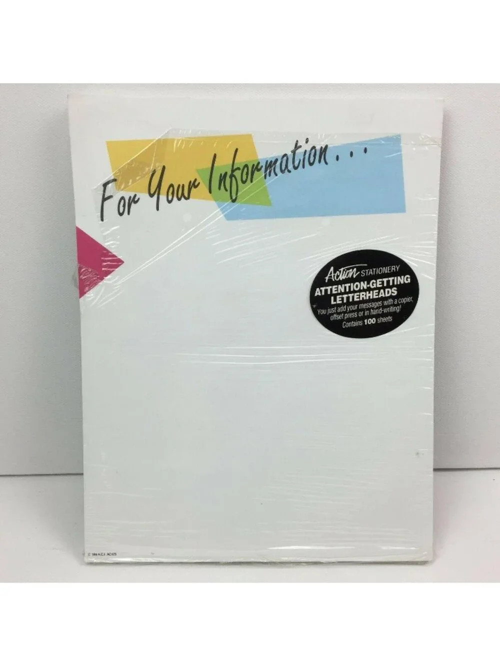 Action Attention Getting Stationery For Your Information Blank 8.5x11 69 Sheets